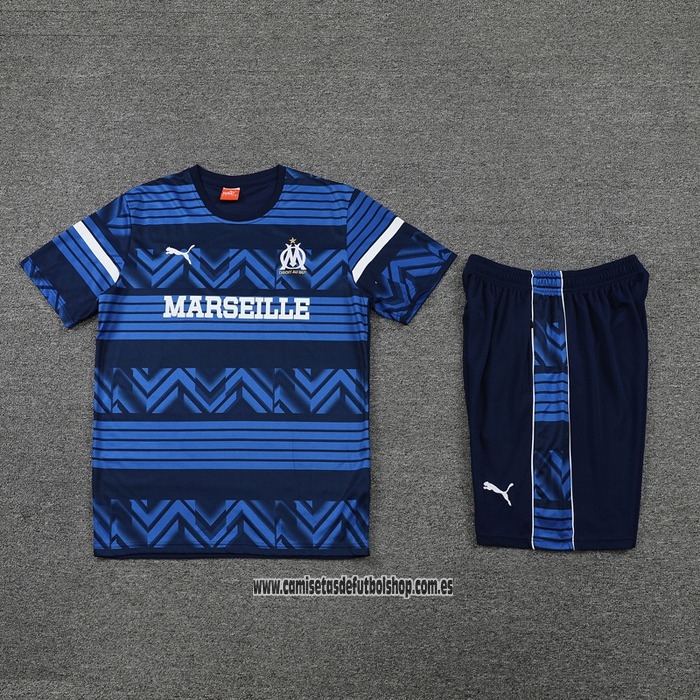 Chandal del Olympique Marsella 22-23 Manga Corta Azul - Pantalon Corto